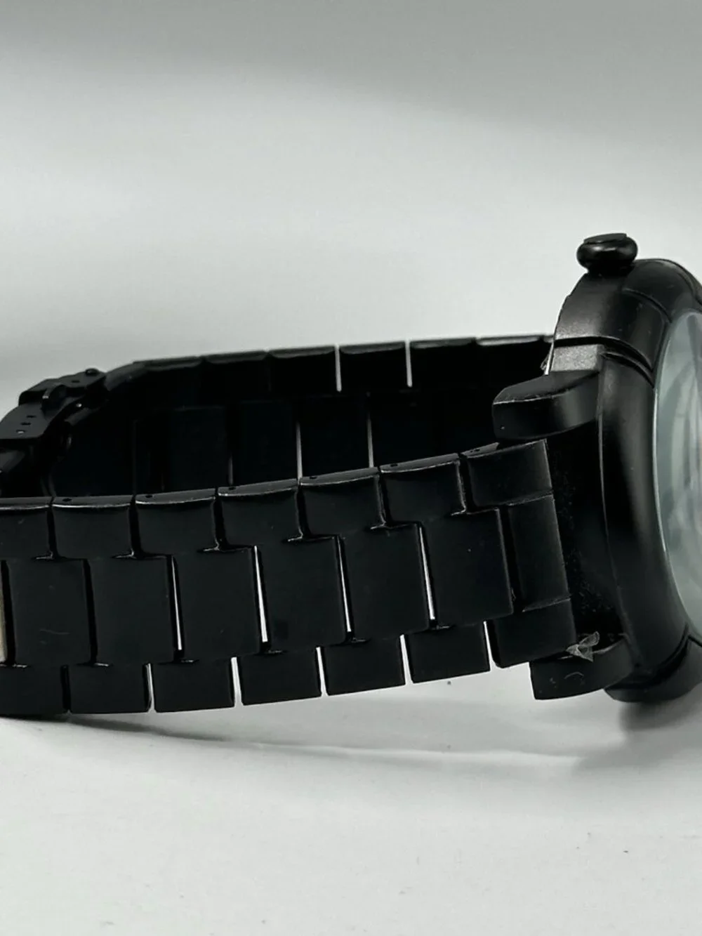 Skmei Skull Dial Watch Men All Black 46MM Round Dial New Battery 8.75 Inch